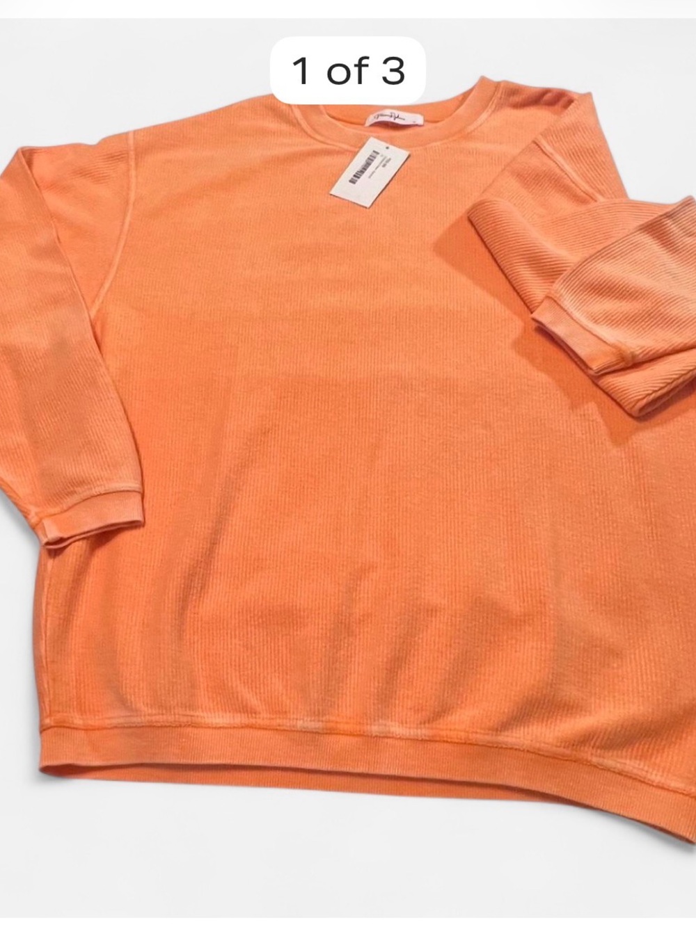 Moon Ryder apricot corded Crewneck Sweater NWT